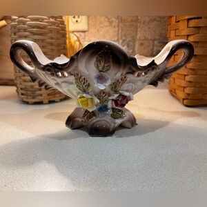 Capodimonte style porcelain decorative item, made in Taiwan.  Has a few chips.